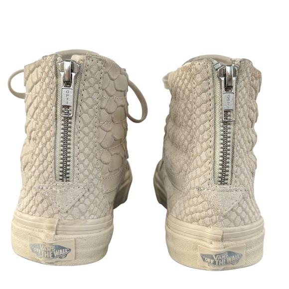 Vans Sk8-Hi Zip Up High Top Sneakers Cream Mono Python | Women 7 Men 5.5 - Picture 5 of 10